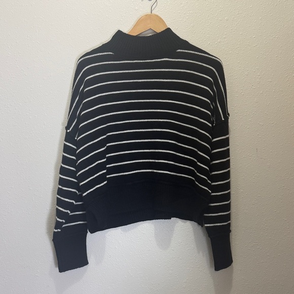 The Work Shop Sweaters - The Work Shop Black and White Striped Sweater, Size L